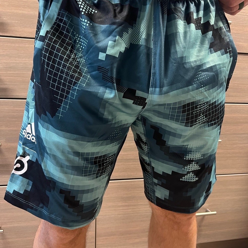 Adidas x Peloton Blue Athletic Camo Shorts